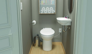Sanicompact toilet in half bath